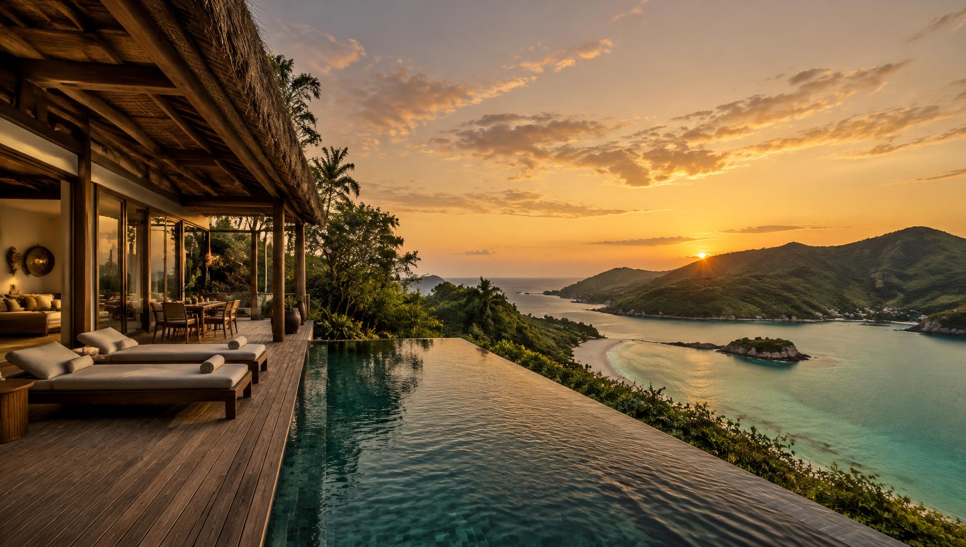 Private infinity pool villa overlooking a Lombok bay
